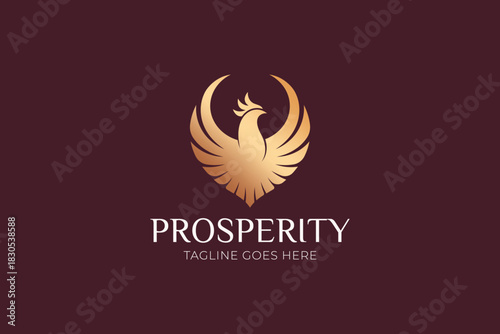 Phoenix Elegant Logo Sign Symbol of Prosperity Gold Luxury Brand Business Company