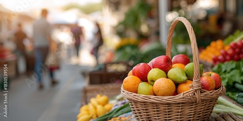 Fototapeta Naklejka Na Ścianę i Meble -  Selection of fruits on a wooden surface, emphasizing fresh produce for healthy eating, Nutrition Awareness Day
