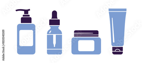 Skin care bottle set graphic. Beauty vector
