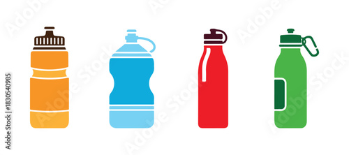 Set of water bottle multicolor icons
