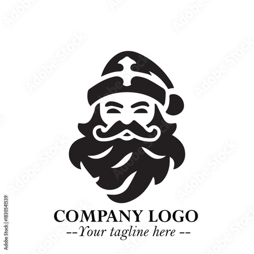 Santa Claus Logo Symbol in Black on White Background for Classic Holiday Branding and Design ArtPlus