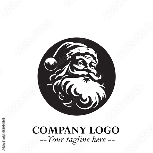 Santa Claus Logo Symbol in Black on White Background for Classic Holiday Branding and Design ArtPlus