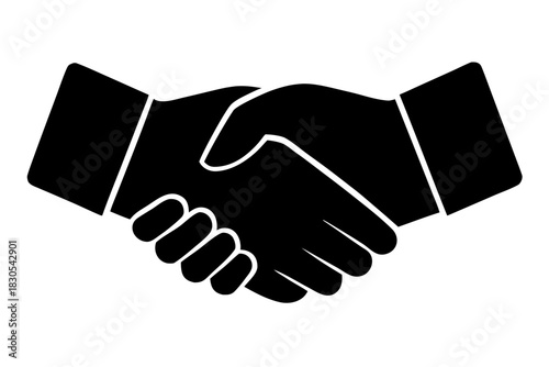 Handshake icon silhouette vector, Business agreement handshake black symbol
