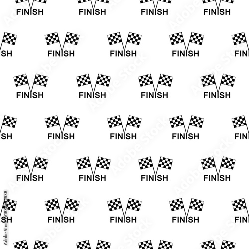 Flags for the race start and finish seamless pattern isolated on white background