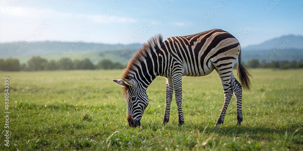 Naklejka premium Close-up of a zebra's striped coat emphasizing natural camouflage, wildlife conservation awareness