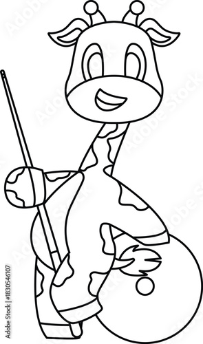 Giraffe Billiards Cue Sports Animal Vector Graphic Art Illustration