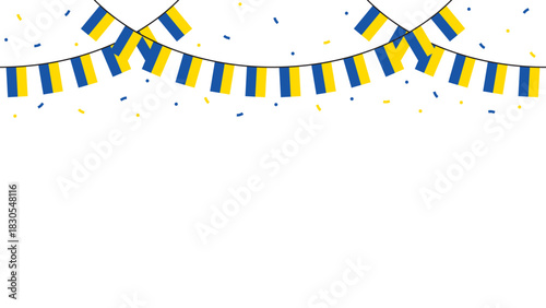 Seamless flag of Ukraine party bunting border. Flat design illustration.	