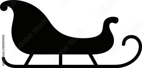 Classic santa claus sleigh silhouette on white background