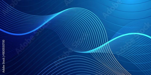 Blue gradient abstract digital background with elegant wavy lines