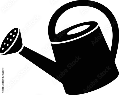 Black silhouette of a watering can on a light background
