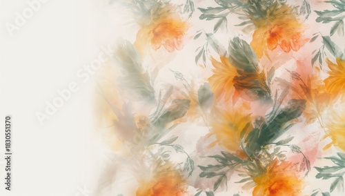 Blurry fuzzy floral pattern in the background, suitable for textile or fabric design, abstract flowers with blurred colors