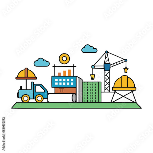 A dynamic project site where teams coordinate construction tasks, machinery shapes foundations, and progressive development transforms plans into a growing, built environment.
