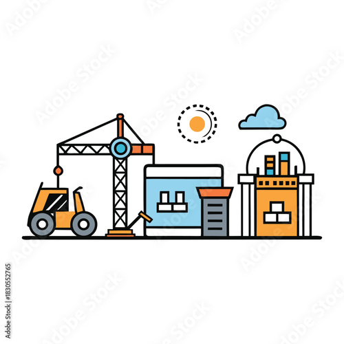 A dynamic project site where teams coordinate construction tasks, machinery shapes foundations, and progressive development transforms plans into a growing, built environment.
