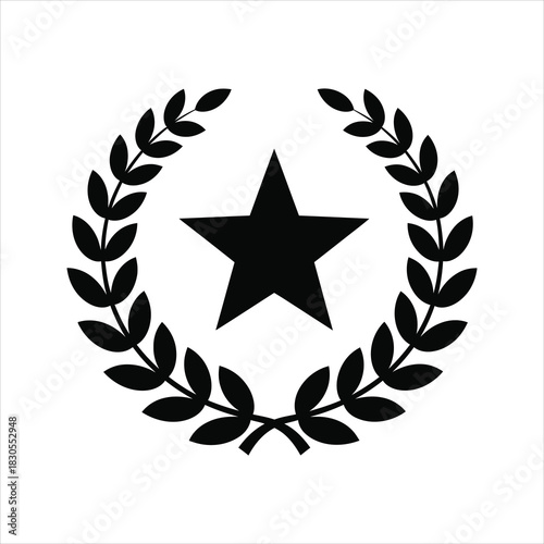 Victory laurel wreath with star excellence award vector icon