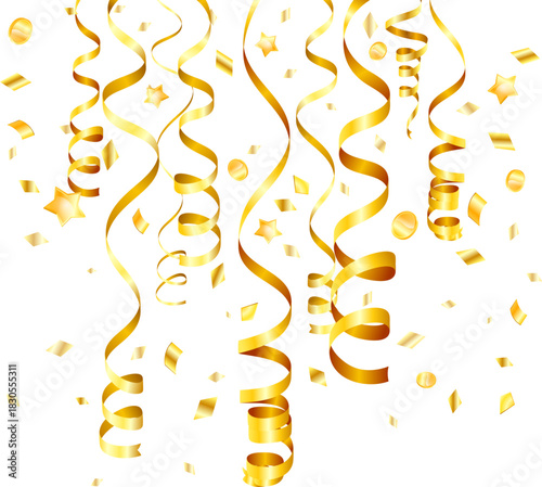 Gold Streamer on transparent background