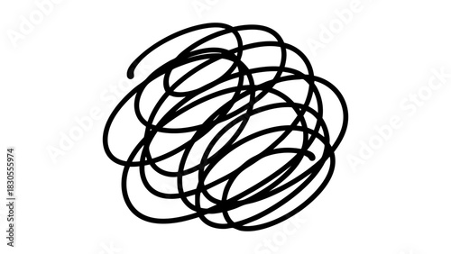 混乱、考え中のグチャグチャ、モヤモヤ線のイラスト素材