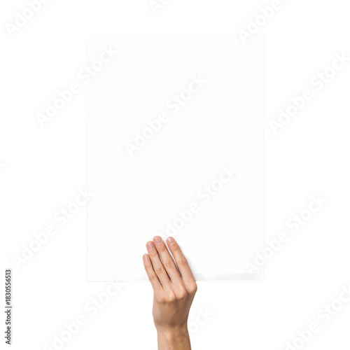 Present your message with a blank paper held by hand, a perfect template here