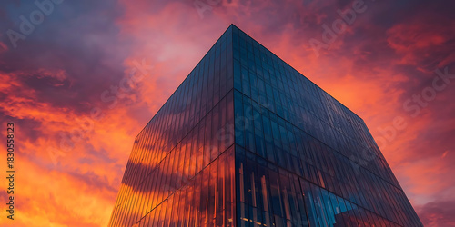 Glass Building at Sunset