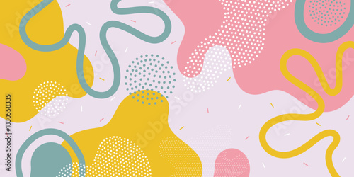Cute doodle pattern background with abstract shapes and dots. Modern vector pattern for Banner, Flyer, Cover...	
