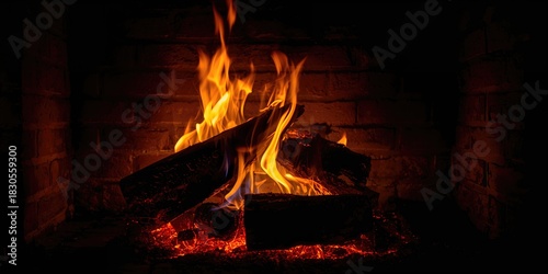 Campfire flames outdoors with burning wood for warmth and cooking, emphasizing safety during outdoor activities