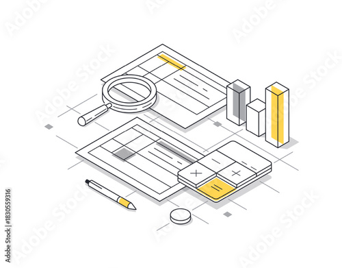 Financial analysis concept, statistics, business strategy and planning, market research, project management