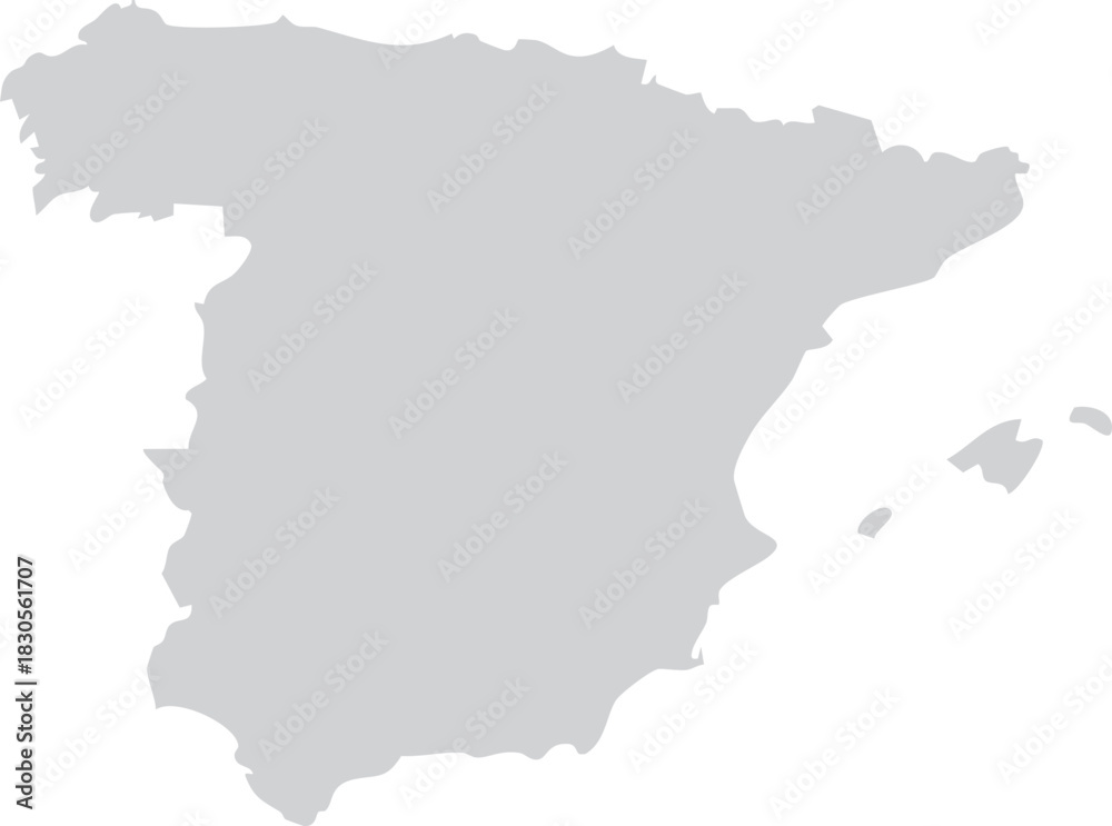 Obraz premium Spain Map Grey Silhouette Editable Vector