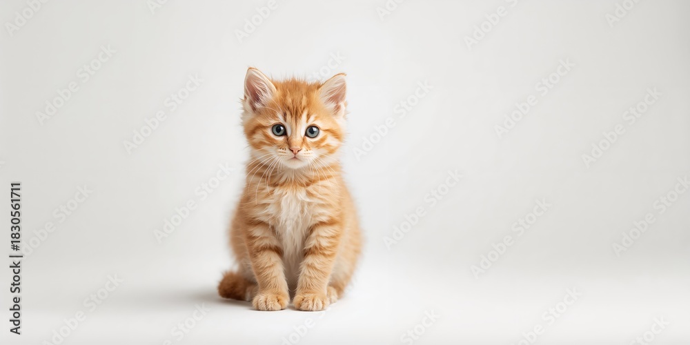 Obraz premium Small orange striped cat with adorable eyes, emphasizing natural fur pattern for pet care use