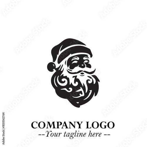 Santa Claus Logo Symbol in Black on White Background for Classic Holiday Branding and Design ArtPlus