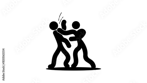Fighting sign, black isolated silhouette