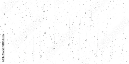 Rain drops and clear streaks on transparent background texture pattern
