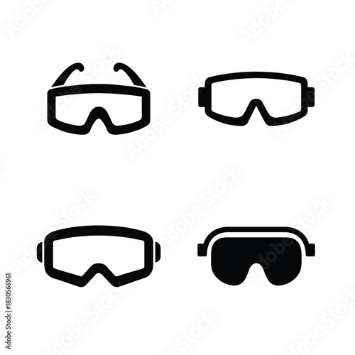 Four Different Styles of Safety Goggles and Protective Eyewear Icons eye protection