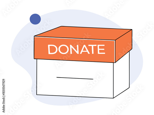 Illustration of a donation box with the word donate ideal for charity campaigns