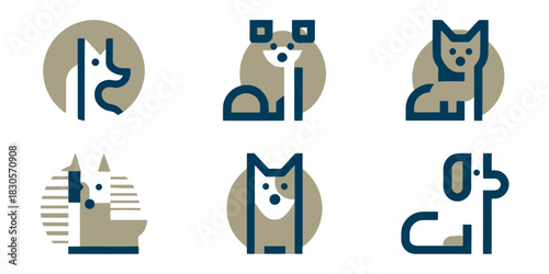 Modern Dog Icon Set Minimalist Graphic Design