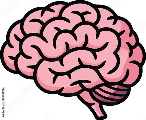 Human brain vector illustration depicting mental health, intelligence, and cognitive function on a black background