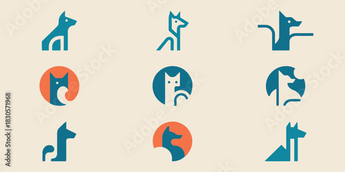 Creative Canine Silhouette Logo Design Collection Vector