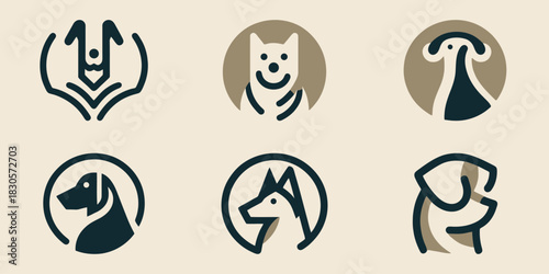 Creative Dog Breed Minimalist Logo Vector Collection