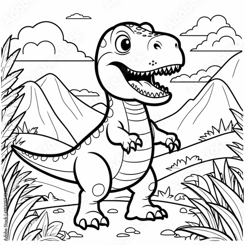 Dinosaur coloring page trex illustration for kids and adults printable free easy drawing activity
