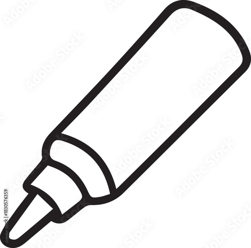 Hand-drawn doodle vector illustration of a glue jar, created in simple black and white line art for craft themes, DIY projects, school supplies, creative designs and coloring pages.