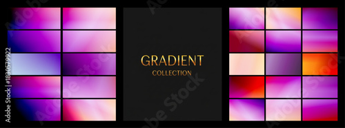 GRADIENT COLLECTION of swatches, cosmic purple and pink tones, for futuristic and creative projects