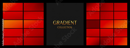 GRADIENT COLLECTION of swatches, fiery red and orange tones, for bold branding and marketing