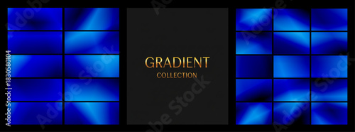 GRADIENT COLLECTION of swatches, vivid blue tones, for tech presentations and web backdrops