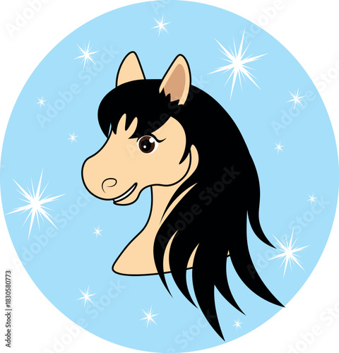 Illustration of a Horse on Blue Background