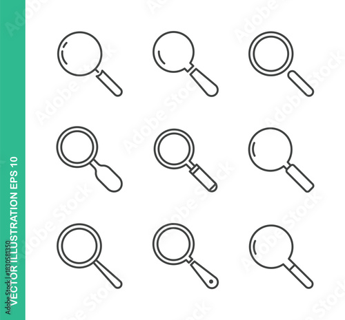 Magnifying glasses Icons. Thin Line Symbol Elements Collection.