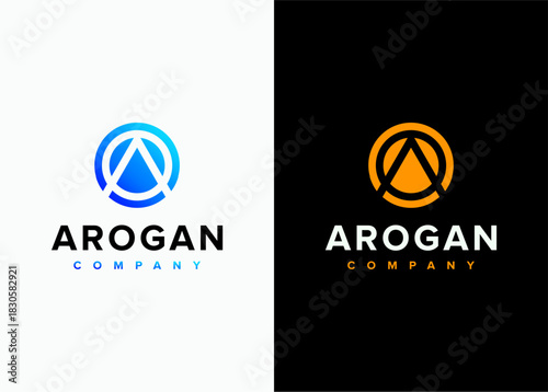 Modern Logo Design for Arogna Company - Creative Triangle and Circle Combination in Blue and Orange