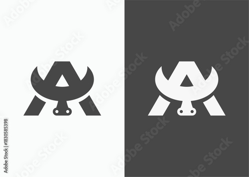 Monogram A Logo Design with Bull Horns for Brand Identity and Graphic Applications