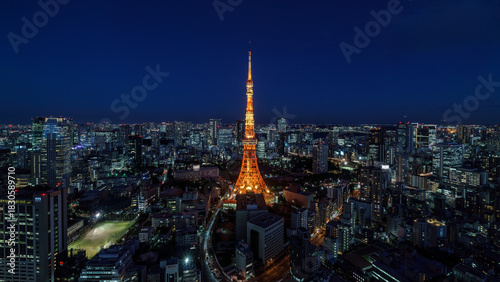 Panoramic night view of Tok...