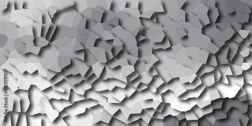 Abstract geometric mosaic pattern with grayscale tones and dramatic shadow effects creating a textured, dimensional background for design and digital art applications