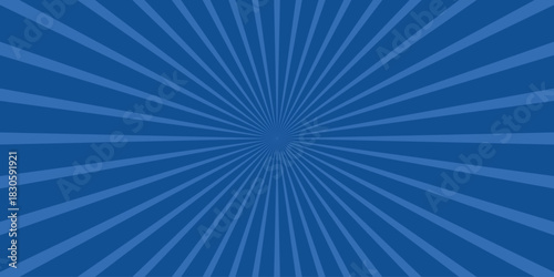 Vibrant radial burst pattern in deep blue and lighter blue stripes emanating from a central point creating a dynamic abstract background for graphic design and visual effects