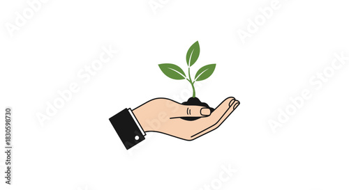 hand holding a plant