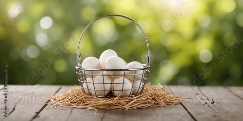 Wood anemone spring wildflowers arranged in a blue wooden basket on a light green background, suitable for floral background design